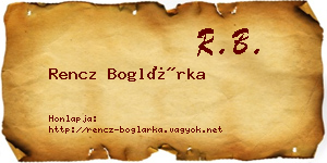 Rencz Boglárka névjegykártya